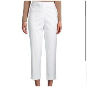St. John Caviar white Emma trousers White 14 Classic Modern Pleat Pants EUC